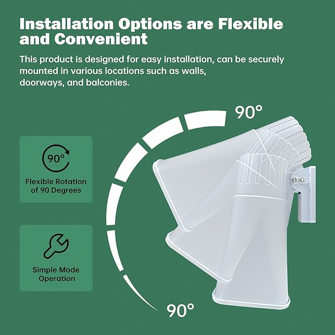 Nippon America High Decibel High Power Outdoor Alarm Security Siren (TC-S7545-110), Long Range, 80 Watts, 120 Decibels, Remotely Activate with Wi-Fi Socket (Sold Separately)