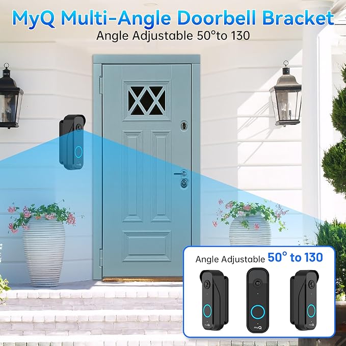 Power Adapter Kit for myQ Video Doorbell, 25FT/7.5M Weatherproof Charging Cable and Adjustable Swivel Doorbell Mount, Continuous Charging Your Doorbell, Compatible with Homes, Apartments - Black