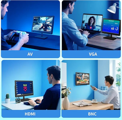 Jexiop 12.5 inch Security Monitor,Small Monitor with Speaker,Remote Control/HDMI/VGA/BNC/RCA Interfaces in for Home | Office | Warehouse Surveillance | RV