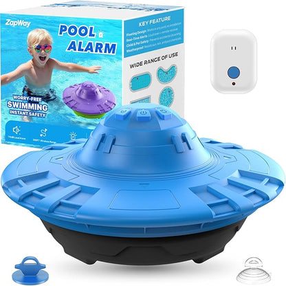 Pool Alarm with Indoor Receiver, 110dB Ultra Loud Floating Alarm for Inground & Above Ground Pools, Adjustable Sensitivity for Backyard Water Safety with Children & Pets, Navy-Black
