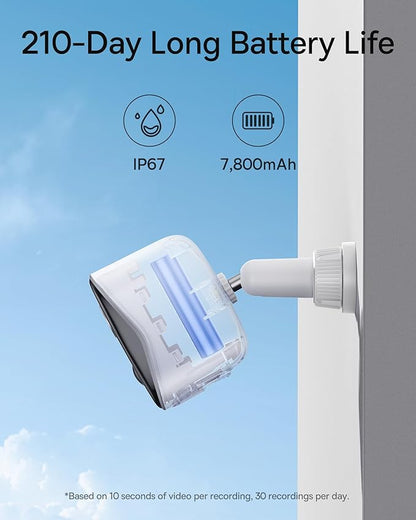Baseus Wireless Cameras for Home Security, N1 2-Cam Kit with 2K Clarity, No Monthly Fee, 16TB Expandable Local Storage, 210-Day Battery Life, Compatible with Alexa/Google Home, Light Grey