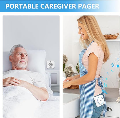 SINGCALL Wireless Portable Caregiver Pager Panic Alarm System Personal Alarm for Elderly/Kids/Pregnant/Patients Alert Call Button with Detachable Lanyard 2-Pack Emergency Call Buttons