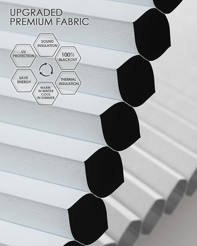 Yoolax Motorized Cellular Shades Compatible with Alexa, Blackout Motorized Blinds with Remote Smart Honeycomb Shades for Indoor Windows, Automatic Blinds Custom Size (Pearl)