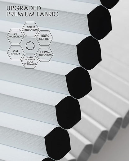 Yoolax Motorized Cellular Shades Compatible with Alexa, Blackout Motorized Blinds with Remote Smart Honeycomb Shades for Indoor Windows, Automatic Blinds Custom Size (Pearl)