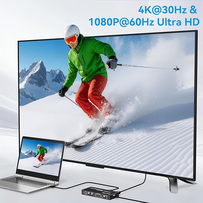 HDMI Quad Multiviewer Switch 4x1,Seamless Switcher 4 in 1 Out Switcher with IR Remote,Support 1080p 60Hz，3.5mm Audio Output,Upgrade 10 Viewing Modes for Security Camera, Advertising, Meeting