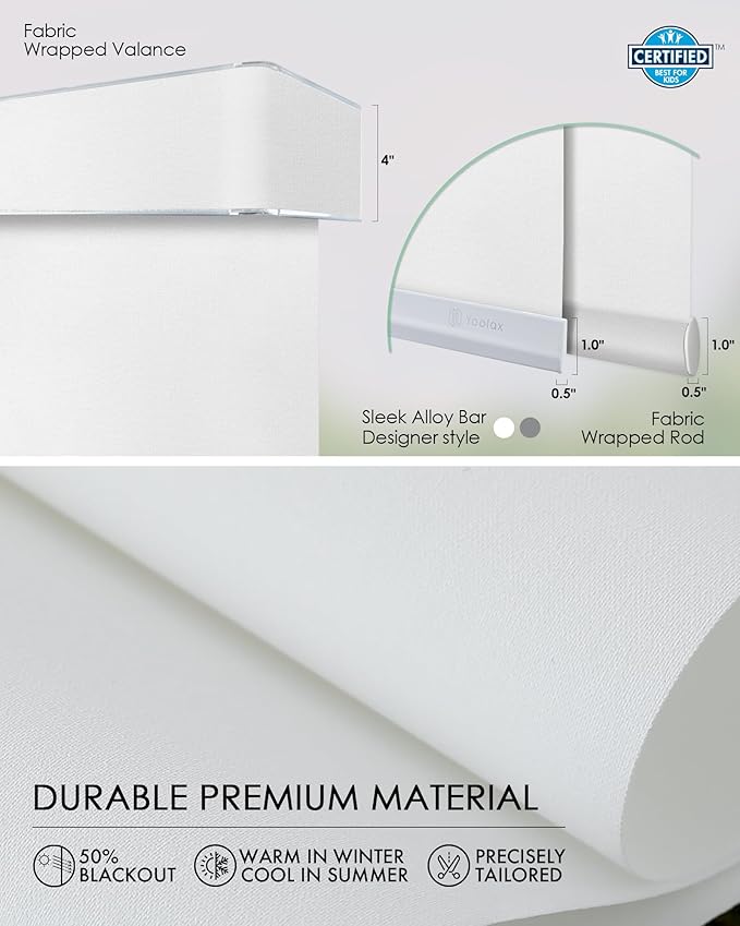 Yoolax Custom XL Smart Vertical Blinds, Motorized Sliding Door Blinds Compatible with Alexa, Fabric Blackout Rechargeable Battery Sliding Panel for indoor windows, Patio Doors(Half Shading Pure White)