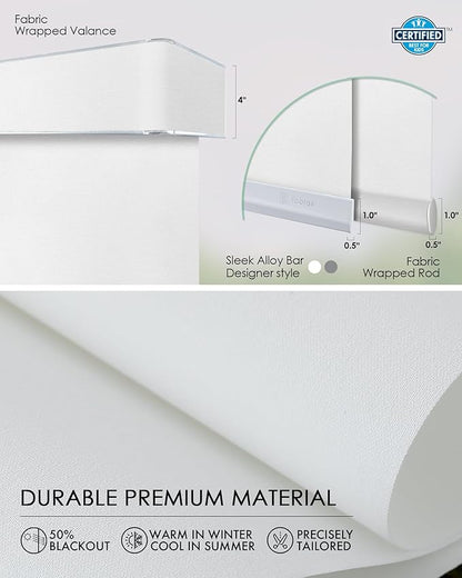 Yoolax Custom XL Smart Vertical Blinds, Motorized Sliding Door Blinds Compatible with Alexa, Fabric Blackout Rechargeable Battery Sliding Panel for indoor windows, Patio Doors(Half Shading Pure White)