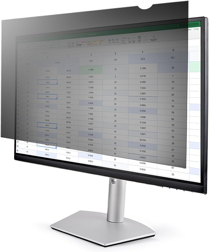 StarTech.com Monitor Privacy Screen for 24 inch PC Display - Computer Screen Security Filter - Blue Light Reducing Screen Protector Film - 16:9 Widescreen - Matte/Glossy - +/-30 Degree, TAA