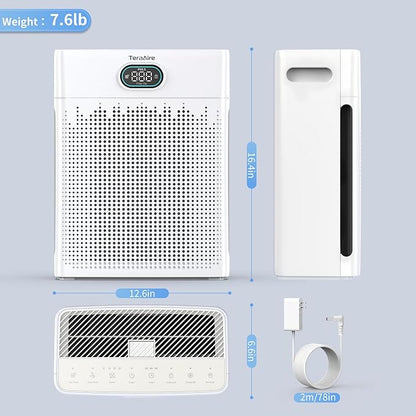 Air Purifiers for Home Cover Up to 2200 Ft², H13 HEPA Air Purifier with Washable Pre-filter, Pet mode, PM 2.5 Air Quality Monitor Fragrance Sponge for Smoke, Odor, Dander, Pollen (White)