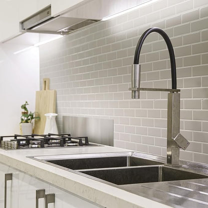 Smart Tiles Peel and Stick backsplash, Subway Pearl Gray, 10.95"x9.7" | Pack of 10 (6.3 sq ft), Glossy, Heat/Moisture Resistant, Low VOC, Kitchen/Bathroom, Renter Friendly, Made in Canada
