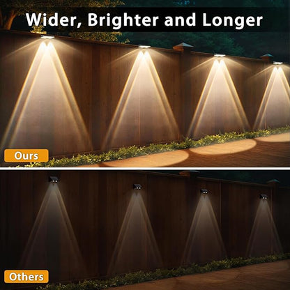 Solar Fence Lights Outdoor - 8 Pack RGB Fence Lights Solar Powered, 7 Color Modes & Warm White, IP67 Waterproof Dusk to Dawn Solar Powered Lights 12+ Hours for Fence/Backyard/Wall/Step/Patio/Deck