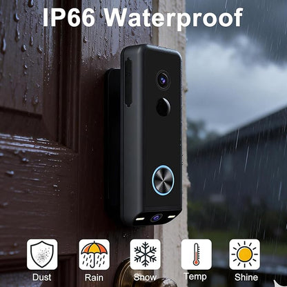Doorbell Camera Wireless ,2K HD Dual Cameras &Head-to-Toe View ,Battery Powered/Wired Video door bell with Chime,No Subscription,Delivery Guard,Motion Detection,Works with Alexa&Google(Only 2.4G WIFI)