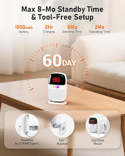 PILSAMAS Bed Alarms for Elderly Dementia Patients - Digital Sensor ID Display & Clip-On Caregiver Pager, Wirelss 1000ft Range, No Month Fee, Motion Sensors for Fall & Room Exit Alerts