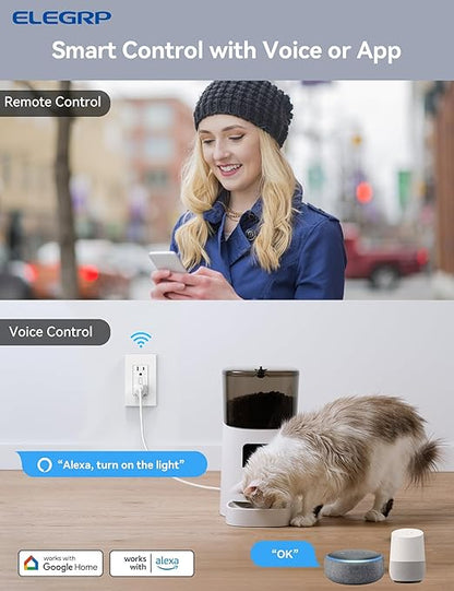 ELEGRP Smart Plug, Smart in-Wall Outlet Compatible with Alexa and Google Assistant, 2.4GHz Wi-Fi Smart Receptacle with Energy Monitoring, No Hub Required, UL Listed, White, 2 Pack