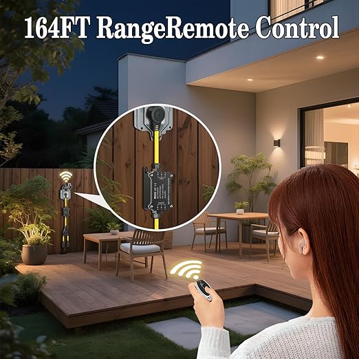 AC110V Outdoor Wireless Remote Control Power Switch, AC110V/120V/250V/20A Heavy Duty Weatherproof Smart Outlet Plug with 2-Way Y-Splitter,164FT Range for Lamps,Pumps,Dust Collectors