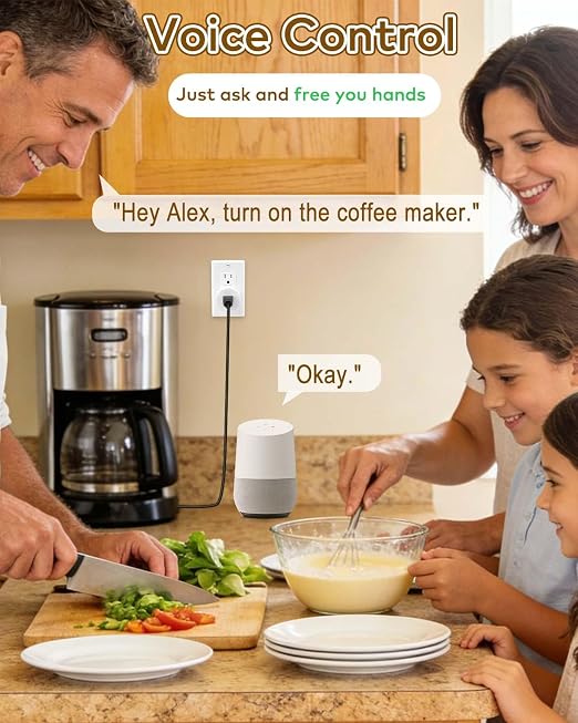 NineLeaf Smart Plug, WiFi Smart Plugs Work with Alexa and Google Home via Tuya,Wireless Outlets Timer with APP Remote Control, 2.4GHz Wi-Fi Only, No Hub Required, TUV FCC Listed (5 outlets+1 Switch)