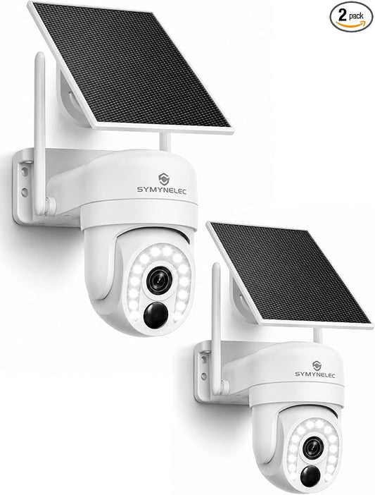 SYMYNELEC 2.4/5GHz Solar Security Cameras Wireless Outdoor, 100% Wire-Free