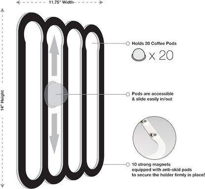 Demi's Home Magnetic Coffee Pod Holder for Nespresso Vertuo Capsules - Suitable to be Mounted on the Fridge (White)
