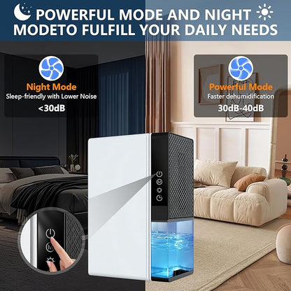 Dehumidifier, 95OZ Dehumidifier for Home 1000 Sq.Ft - Quiet with Auto Shut Off & Relaxing 7 Color Ambient Light,Ideal for Livingroom,Bedroom,Basement,RV,Closet