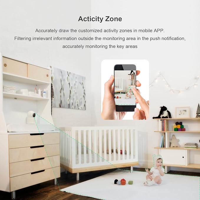 Camera for Home Security, 2K Pet Camera with Speaker,Indoor Camera Wireless with Phone App, Auto Tracking/Super Night Vision, Cloud/SD Card Storage, 2.4 GHz, White