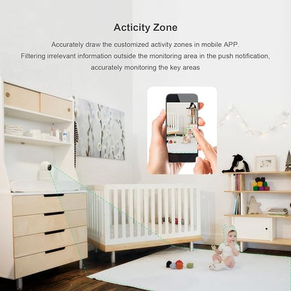 Camera for Home Security, 2K Pet Camera with Speaker,Indoor Camera Wireless with Phone App, Auto Tracking/Super Night Vision, Cloud/SD Card Storage, 2.4 GHz, White