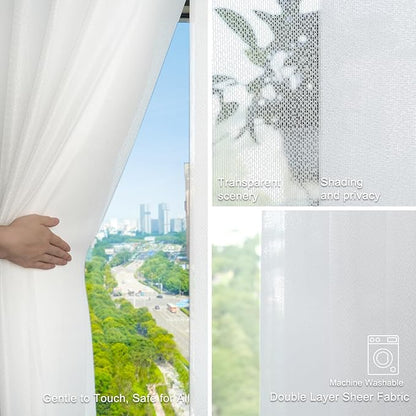 Motorized Sheer Vertical Blinds Work with Alex Google Home, Light Filtering Smart Vertical Blind Sliding Door Blinds Remote Control Blinds for Sliding Glass Door Customize(Elegant White)