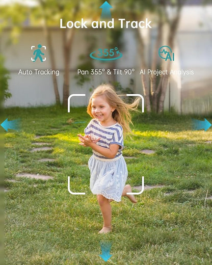 ZUMIMALL 2K 3MP Wired Outdoor Camera, 2.4G/5G WiFi Security Camera, 24/7 Recording, AI Motion Detection, Cloud & SD Card Storage, 2-Way Audio, 360° PTZ Auto Tracking, Compatible with Alexa (Black)