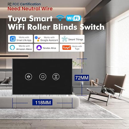 Smart Roller Shutter Switch,Need Neutral Wire,Black