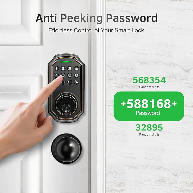 Smart Keyless Entry Door Lock with 2 Knobs,Front Door lock Handle Set,Electronic Digital Keypad Deadbolt,Auto Lock,50 User Codes,Voice Prompts,Anti-Peeking Password,Home, Apartment,Satin Nickel