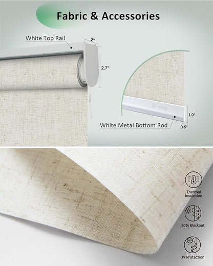 Yoolax Motorized Shades App Control, Light Filtering Automatic Blinds for Indoor Windows, Electric Roller Shades for Bedroom Living Room Office (Soft Linen Beige, 45" W x 72" H)