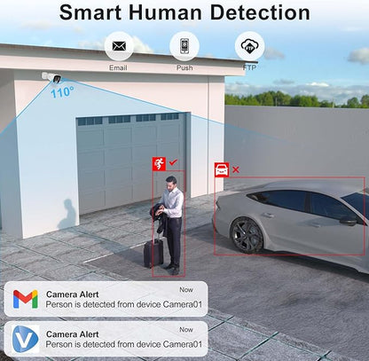 Anpviz 4MP Bullet PoE IP Camera, Security IP Camera Outdoor Indoor, AI Human Motion Detection, Smart Dual Light Color Night Vision, Built-in Mic, 2.8mm Lens, IP66 Waterproof, NDAA Complaint (U Series)