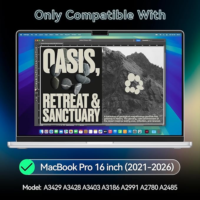 360° Privacy Screen for MacBook Pro 16 Inch (2021-2026, M1, M2, M3, M4, M5), 4 Way Privacy Anti Glare Blue Light Filter Shield Film Anti Spy Laptop Protector for Mac 16.2In Computer