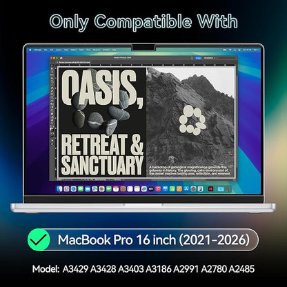360° Privacy Screen for MacBook Pro 16 Inch (2021-2026, M1, M2, M3, M4, M5), 4 Way Privacy Anti Glare Blue Light Filter Shield Film Anti Spy Laptop Protector for Mac 16.2In Computer