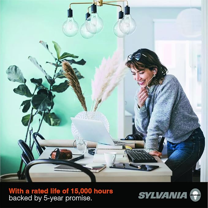 Sylvania G25 Clear Globe LED White Filament Bulb, 3.5W, Dimmable, 300 LMS, Medium Base, 5000K, Daylight - 2 Pack (42253)