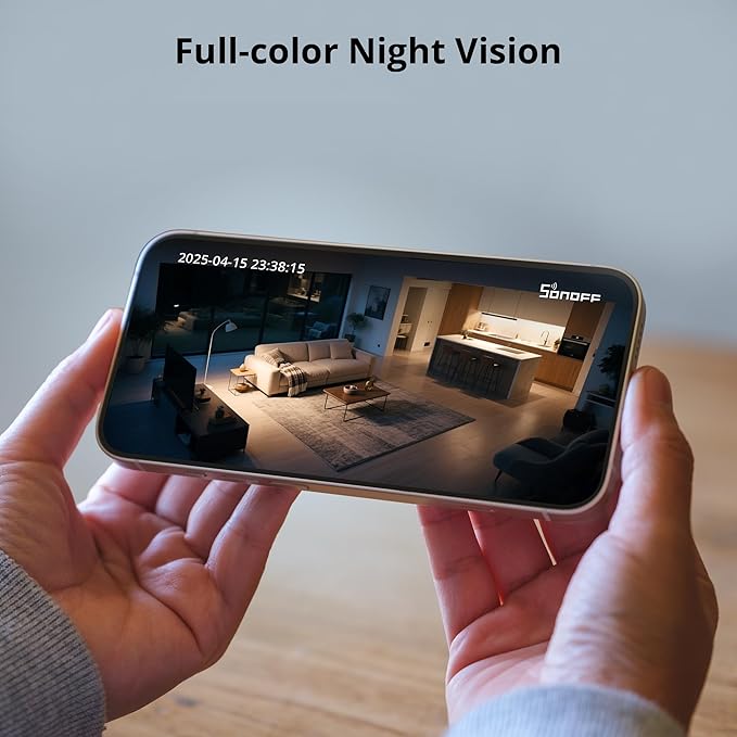 SONOFF Indoor Security Camera 1080P, CAM-PT2 Pan Tilt WiFi Camera with 360° View, Motion Tracking, Color Night Vision, 2-Way Audio, Privacy Mode, Compatible with Alexa & Google Home