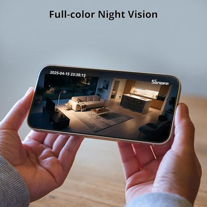SONOFF Indoor Security Camera 1080P, CAM-PT2 Pan Tilt WiFi Camera with 360° View, Motion Tracking, Color Night Vision, 2-Way Audio, Privacy Mode, Compatible with Alexa & Google Home
