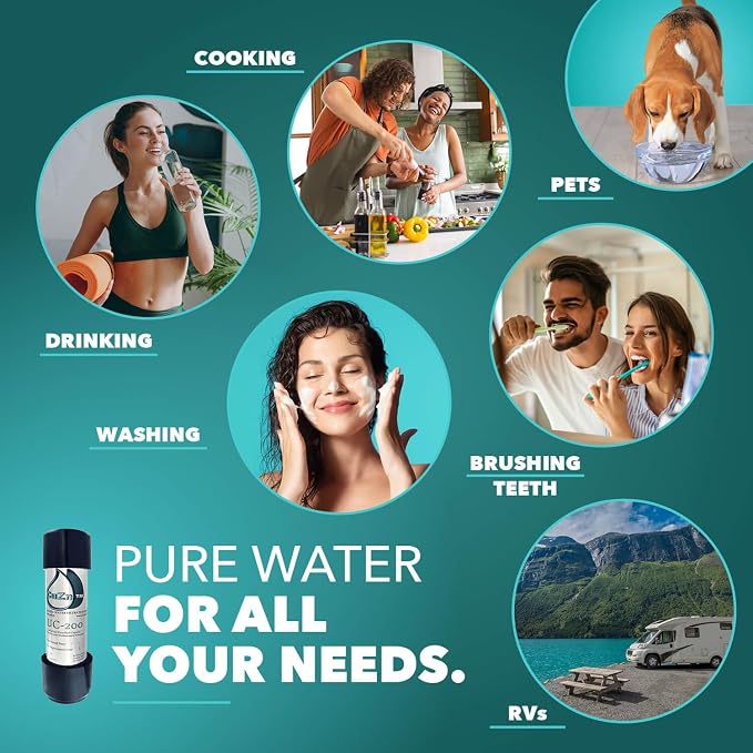 CuZn UC-200 Under Sink Water Filter, NSF/ANSI 42 & 372, 5-Year Filter Life | Reduces PFAs, PFOS, Lead, Chlorine, Improves Tap Water Taste, Inline Faucet Connection for Simple Installation