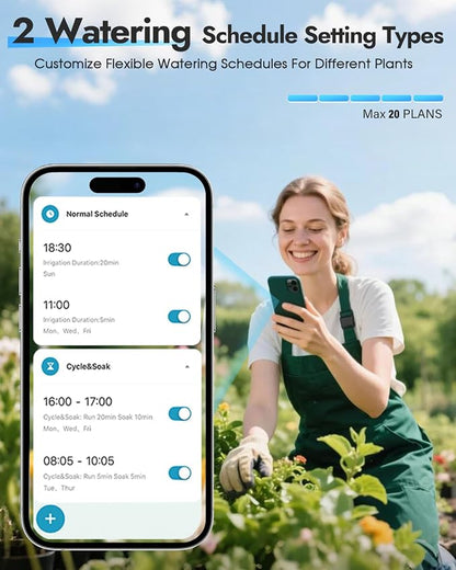 Insoma 2-Zone WiFi Water Timer Brass Inlet Outlet, Smart Sprinkler Timer, No-Gateway 2.4GHz, APP Remote Control WiFi Hose Timers, Voice Control with Alexa, Rain Delay and Manual Mode for Lawn Watering