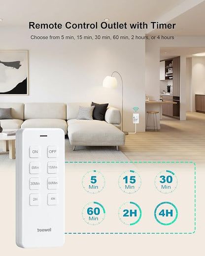 Remote Control Outlet with Countdown Timer, Portable Magnetic Switch