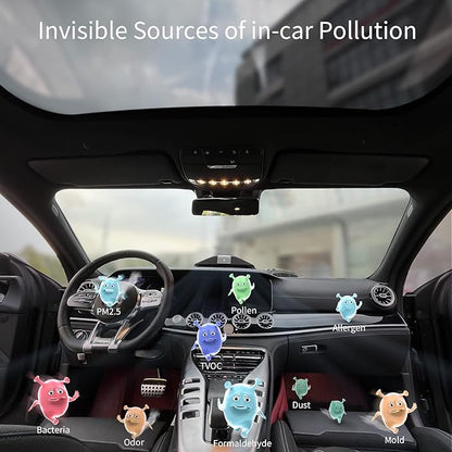 Car Air Purifier with H13 True HEPA Filter: Car Portable Air purifier for Exhaust Fumes, VOC, Smoke, Odors, and Bacteria, 99.9% Removal to 0.1 Microns - Air purifier for Car Traveling Bedroom (black)