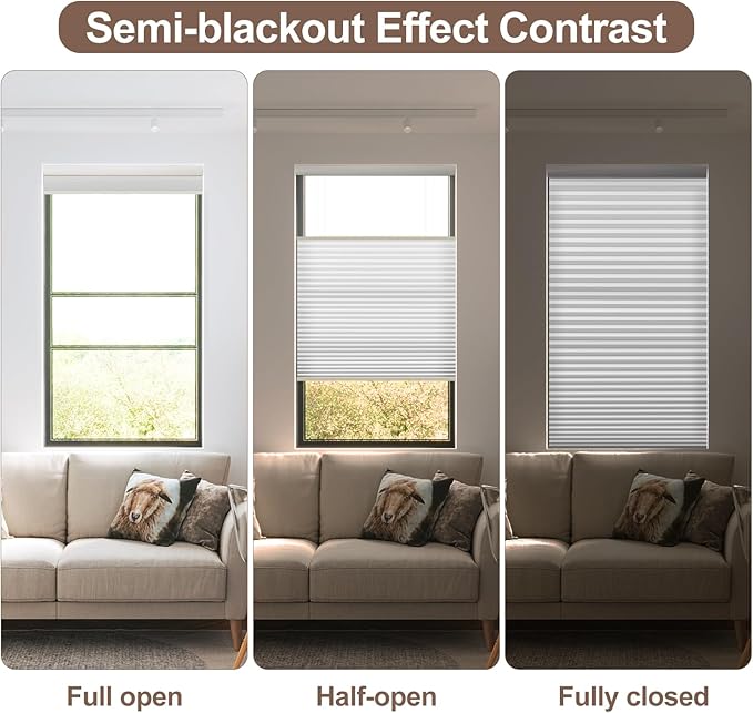 Godark Motorized TDBU Cellular Shades with Remote Control Smart Honeycomb Blinds Compatible with Alexa Google Home Smarthings Custom Double Cellular Light Filtering for Indoor Windows Doors-White