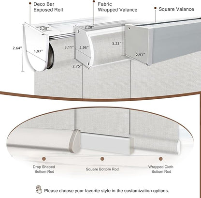 Motorized Roller Shade: Blackout, Rechargeable, Compatible with Alexa/Google Home/Apple Homekit, Aura White
