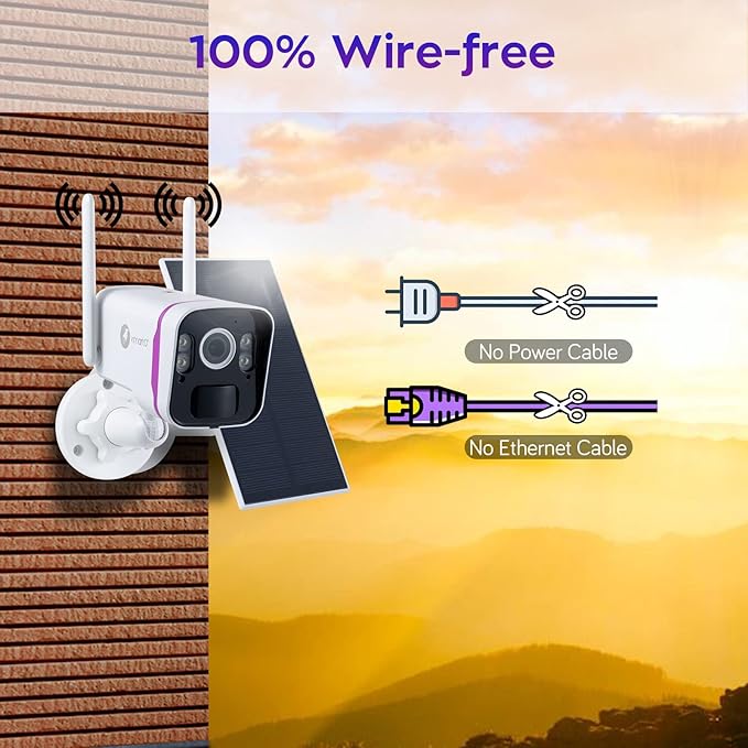xmartO WiFi 6 Wire-Free Solar Home Security Camera System Wireless, 4-Cam 4MP QHD CCTV Camera Kit with 10CH Expandable 4K WiFi NVR and Past 120-Day Video Storage (SCS-2K104-PARENT) (1-CAM Combo)
