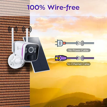 xmartO WiFi 6 Wire-Free Solar Home Security Camera System Wireless, 4-Cam 4MP QHD CCTV Camera Kit with 10CH Expandable 4K WiFi NVR and Past 120-Day Video Storage (SCS-2K104-PARENT) (1-CAM Combo)