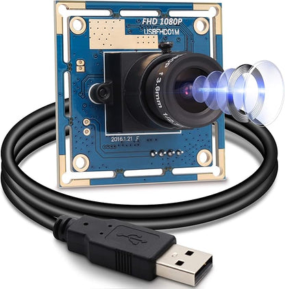 SVPRO 1080P USB Camera Module - HD Webcam Board with 3.6mm Lens and 1/2.7'' CMOS OV2710 Sensor, Embedded Security Camera for Computer, Windows,MacOS,Linux and Android