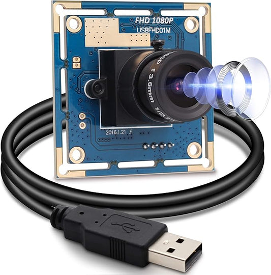 SVPRO 1080P USB Camera Module - HD Webcam Board with 3.6mm Lens and 1/2.7'' CMOS OV2710 Sensor, Embedded Security Camera for Computer, Windows,MacOS,Linux and Android