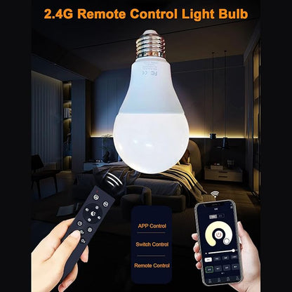 GIFTER LED Smart Bulb E26 Remote Control 3 Color Changing Dimmable Light Bulb 3000K-6500K Stepless Brightness Energy Efficient LED Lamp for Home Bedroom Living Room Office Decor