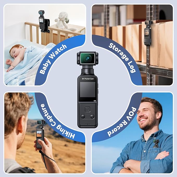 BOBLOV 5K Body Camera with Microphone, W5 Vlogging Camera, 5K/15FPS and 4K/60FPS with 270° Rotating Lens, External Mic Support, Clip/Strap Options, EIS Stabilization for Meeting, and Daily Use (128GB)