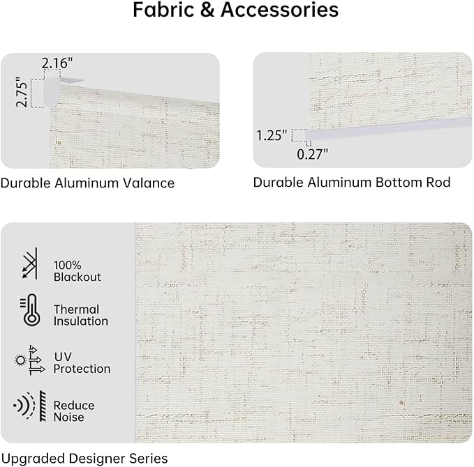 Motorized Coupled Shades, Blackout Smart Blinds for Large Windows Automatic Blinds Compatible with Alexa, Motorized Roller Shades Customized for Bedroom Home Office(Blackout-Line White)