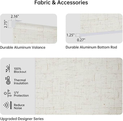 Motorized Coupled Shades, Blackout Smart Blinds for Large Windows Automatic Blinds Compatible with Alexa, Motorized Roller Shades Customized for Bedroom Home Office(Blackout-Line White)